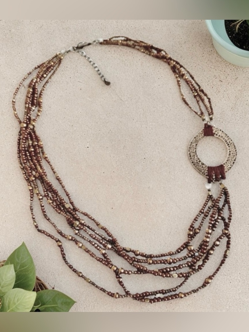 Silpada Multi-StrandBrass Beaded Necklace
N1785  adjustable 18”-20” inches